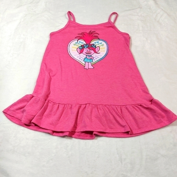 TROLLS POPPY PINK TERRY DRESS SIZE SMALL - Picture 1 of 7
